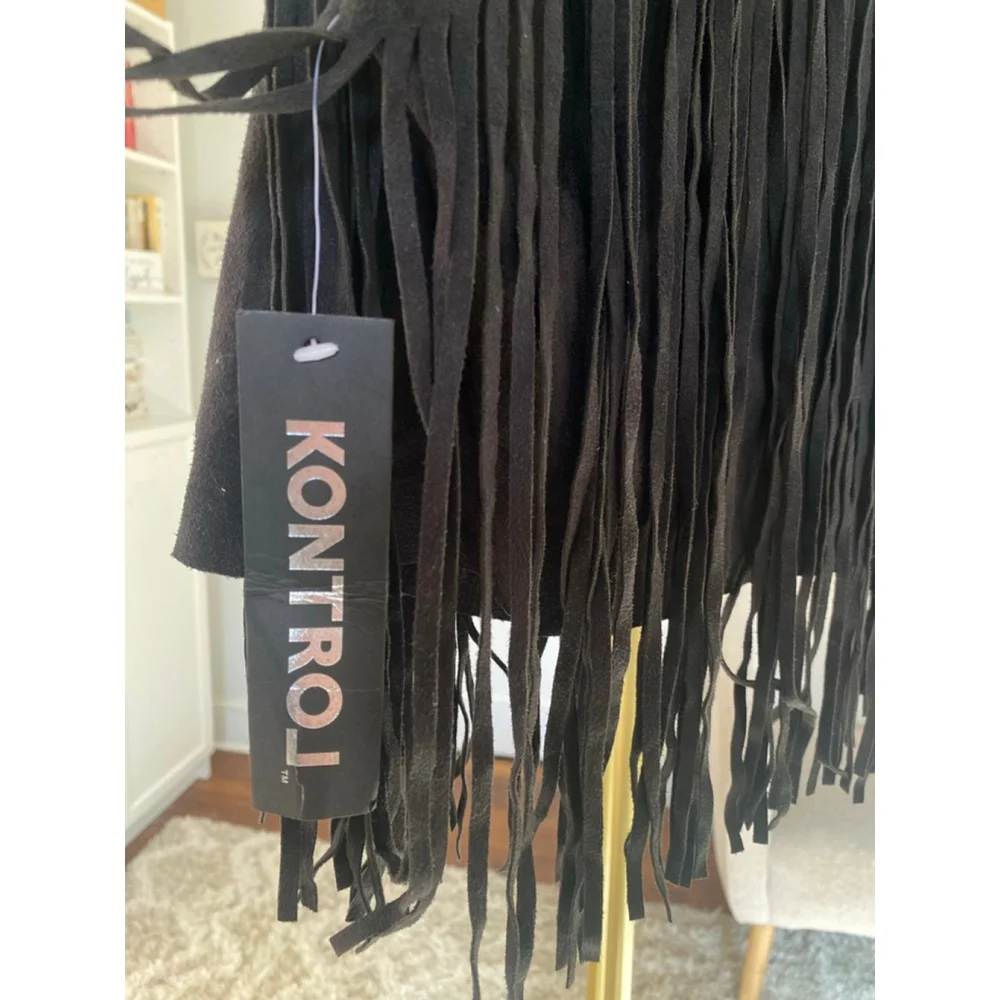 Black Western Fringe Festival Vest Boho Cowgirl Chic Coachella Indie Americana - Picture 6 of 7